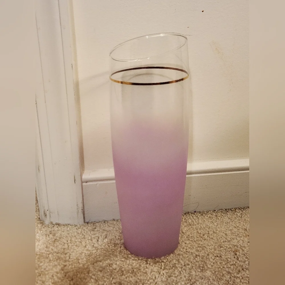Vintage Tall Purple Frosted Glass Vase Mid Century‎ 11